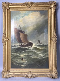 J. Harding 'Sailboats in Rough Seas'