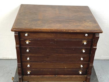 Walnut 6 Drawer Spool Cabinet
