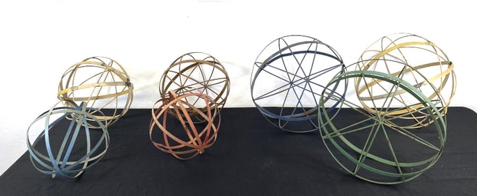 Group of 7 Decorative Painted Metal Spheres