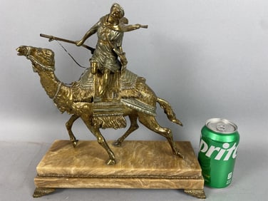 Vintage Bronze Arab Warrior on Camel Art Deco Base