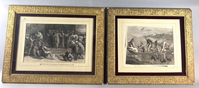 2 Prints in Gilt & Gesso Frames