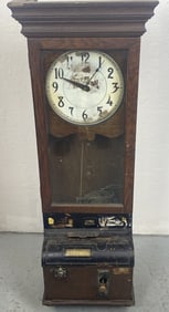 Antique Oak Case Time Clock