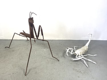Two Metal Sculptures of  Grasshopper and Scorpion