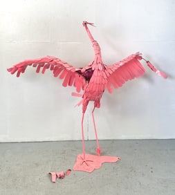 Pink Flamingo Metal Sculpture