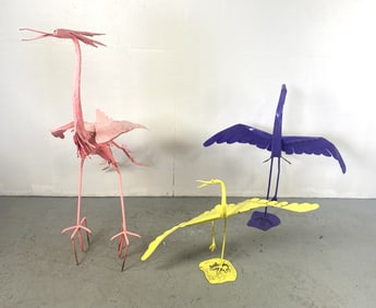 Three Metal Bird Sculptures signed DKA