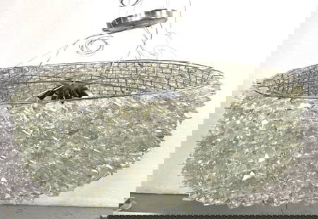 Contemporary Crystal Chandelier: Contemporary Crystal Chandelier 16"h x 36"dia Condition: Some chips to crystal, some loss of crystal, needs proper installation to keep shape