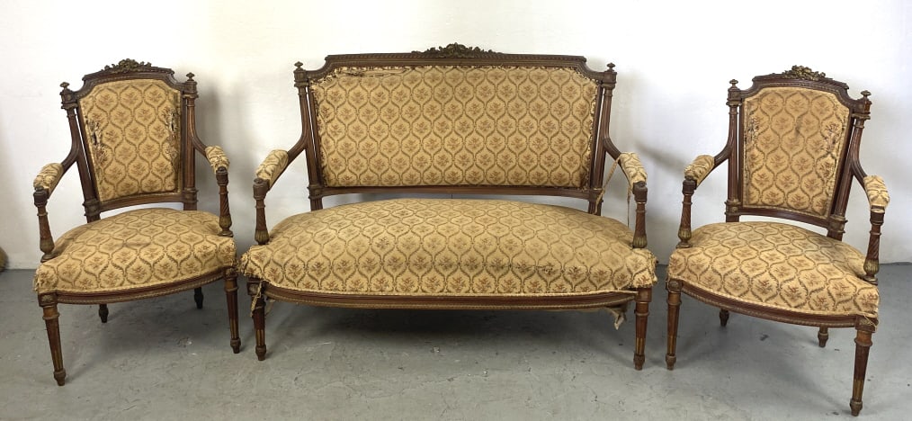 Louis XVI Style Three Piece Parlor Set (1 of 8)