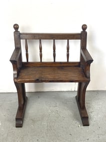 Rustic Walnut Settle Bench