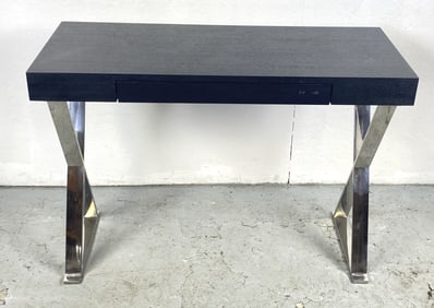 Contemporary Black Lacquered and Chrome Desk