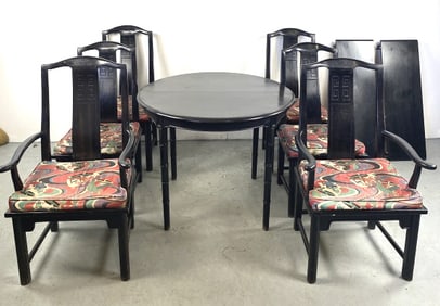 Asian Style Black Lacquered Dining Set