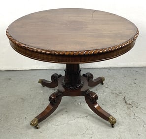 Regency Style Carved Mahogany Center Table