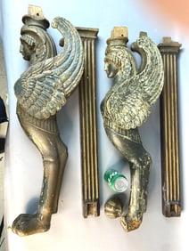 2 Vintage Architectural Columns w/ Sphinxes