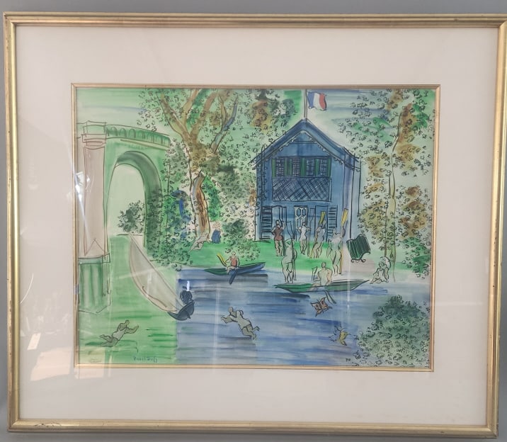 After Raul Dufy "La Marne" Watercolor