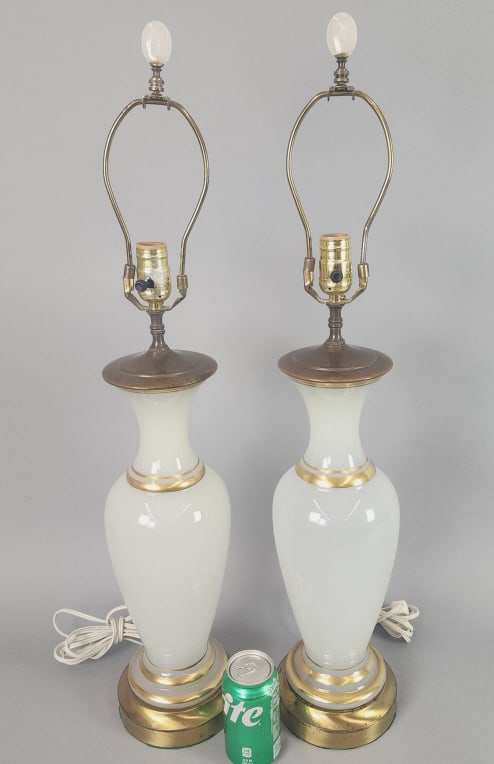 Pair of Opaline Glass Lamps (1 of 3)