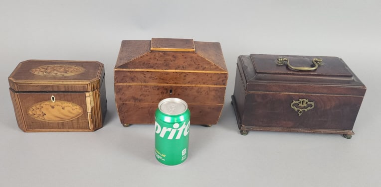 3 Antique Wooden Tea Caddies (1 of 17)