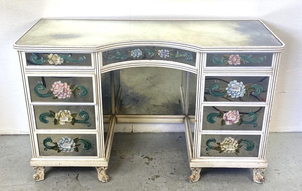 Florentine Style Mirrored Reverse Painted Vanity (1 of 6)