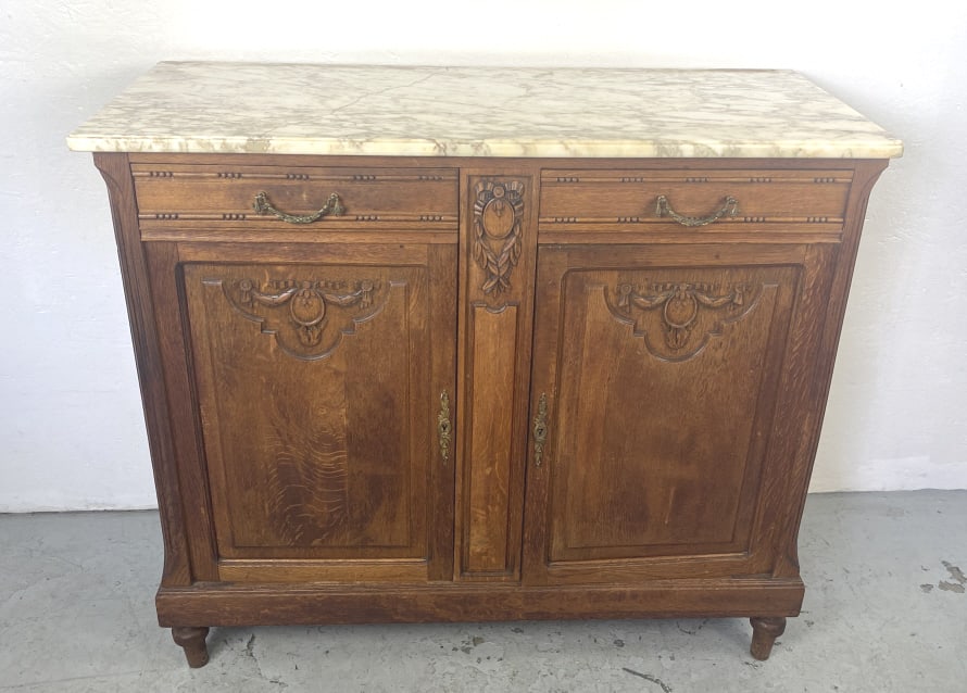 French Oak and Marble Top Buffet (1 of 7)