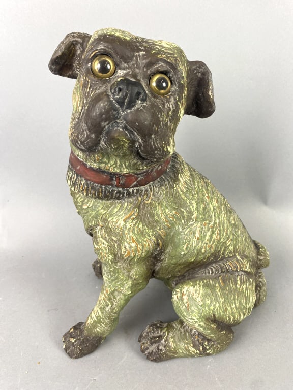 English Composition Dog Sculpture w/ Glass Eyes (1 of 4)
