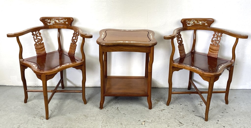 Pair of Chinese Hardwood Corner Chairs (1 of 4)