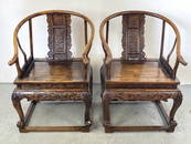 Pair of  Chinese Hardwood Horseshoe Back Chairs
