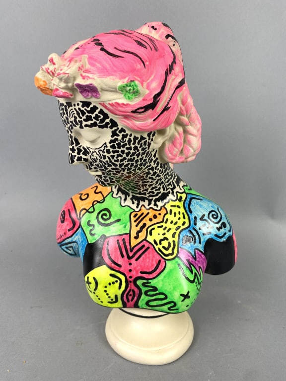 British Museum Reproduction Bust of Ariadne: British Museum Reproduction Bust of Ariadne. Pop art hand painted resin. 14"h Condition: Good.