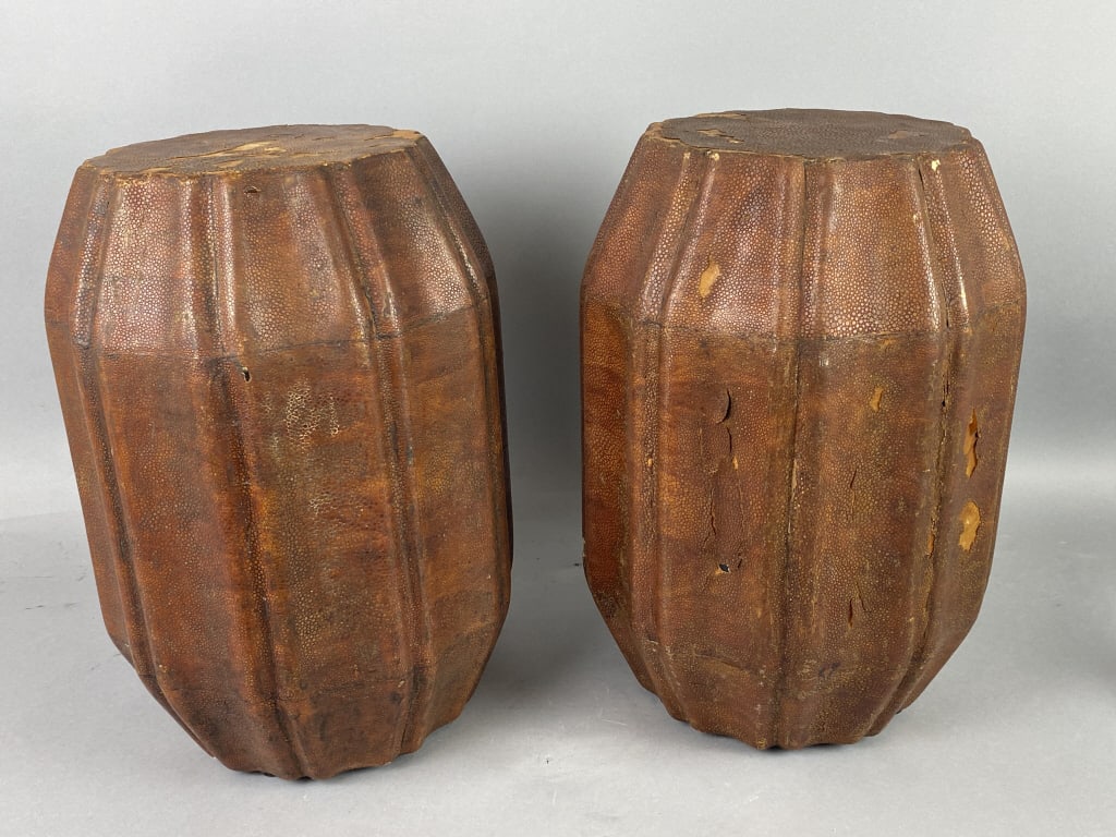 Pair of Shagreen Side Tables in Drum Form (1 of 6)