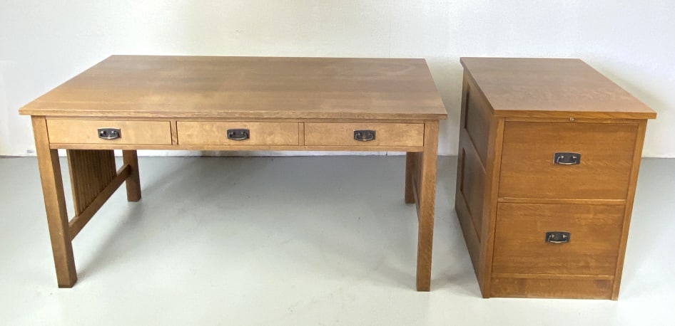 Stickley Oak Desk & File Cabinet (1 of 6)
