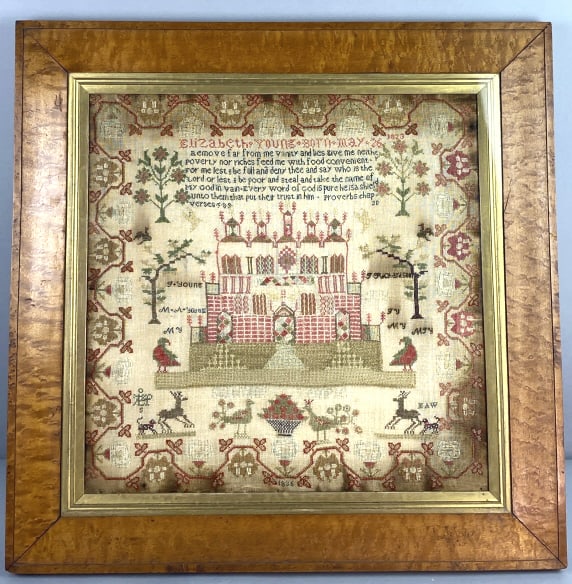 19th C. Sampler Dated 1836 Elizabeth Young (1 of 8)