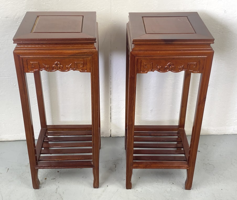 Pair of Asian Hardwood Stands (1 of 4)