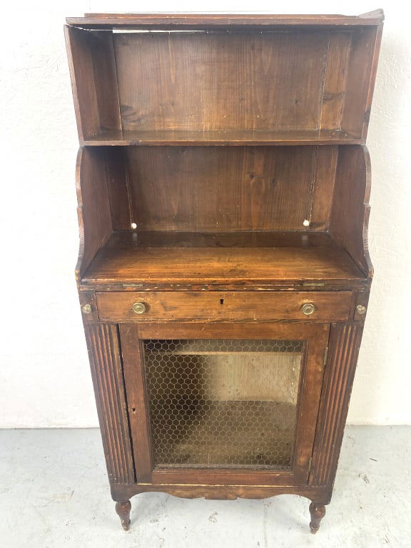 Regency Stained Wood Side Cabinet w/ Desk (1 of 7)