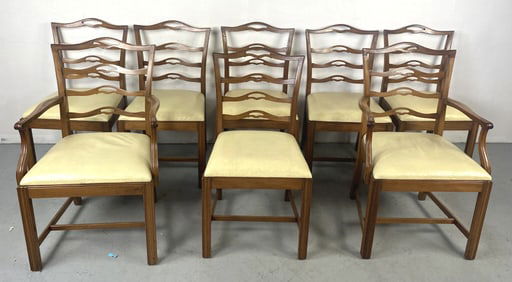 Set of Eight Georgian Style Ribbon Back Chairs