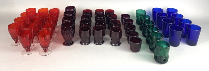 Group of Colored Glassware