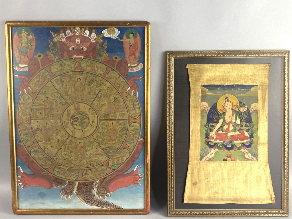 Tibetan Thangka w/ Tibetan Buddhist Painting (1 of 5)