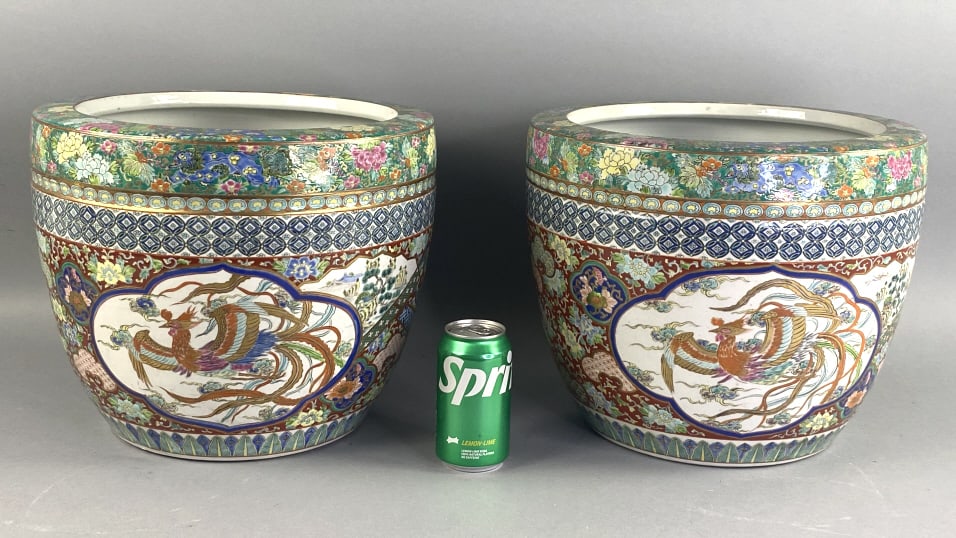 Pair of Asian Porcelain Planters (1 of 4)