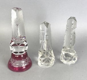 Group of 3 Cut Crystal Obelisks