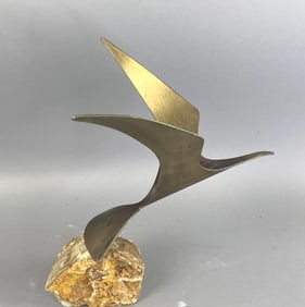 Metal & Stone Statue of Bird