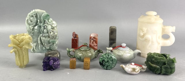Group of Chinese Carved Stone Objects