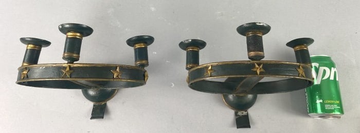 Pair of Regency Tole Metal Sconces