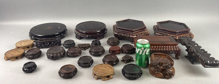 Large Group of Asian Carved Wood Stands