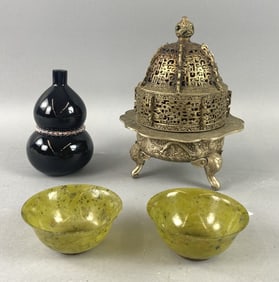 Group of Asian Articles including 2 Jade Bowls