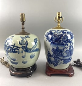 2 Asian Style Porcelain Lamps