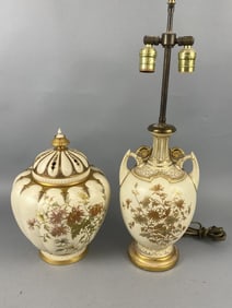 Royal Worcester Porcelain Lidded Vase w/