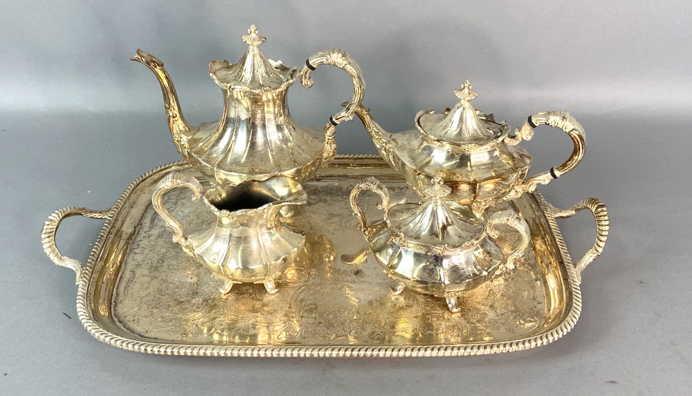 Silver Plated Tea Set and Tray (1 of 6)