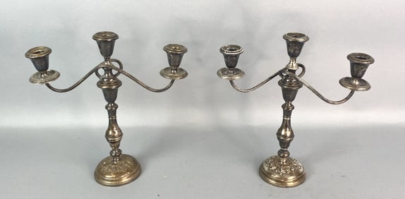 Pair of Gorham Weighted Sterling Silver Candelabra