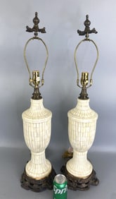 Pair of John-Richard Tessellated Bone Lamps