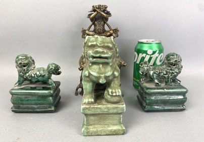 Thai Buddhist Daka Incense Burner w/ 3 Foo Dogs