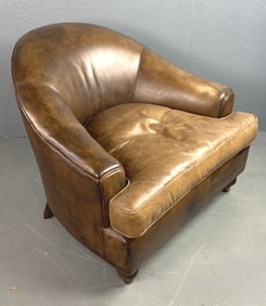 Custom Brown Leather Lounge Chair