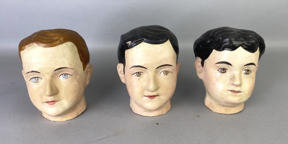 Group of 3 Paper Mache Heads