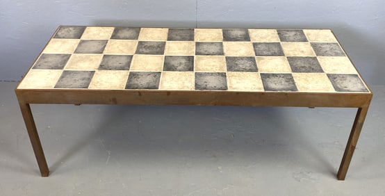 Metal and Tile Checkerboard Low Table