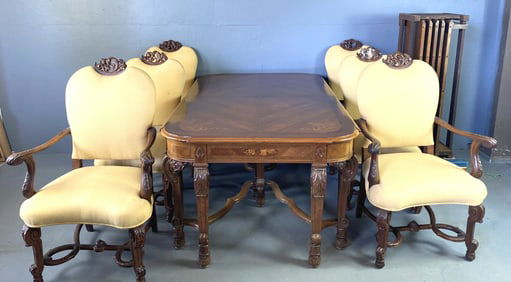 Jacobean Style Dining Table with 6 Chairs